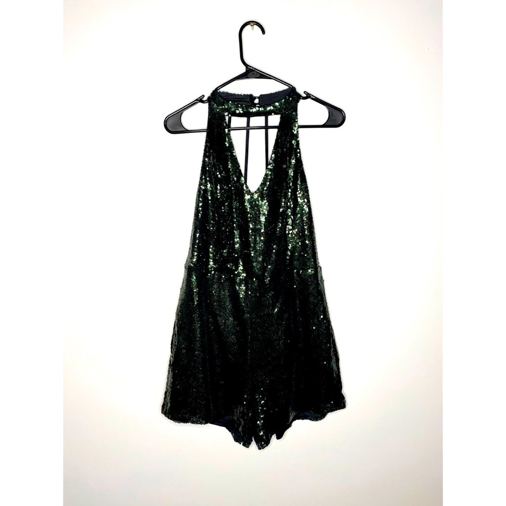 New cute sequin green romper large Charlotte Russe